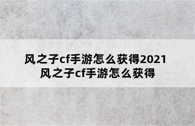 风之子cf手游怎么获得2021 风之子cf手游怎么获得